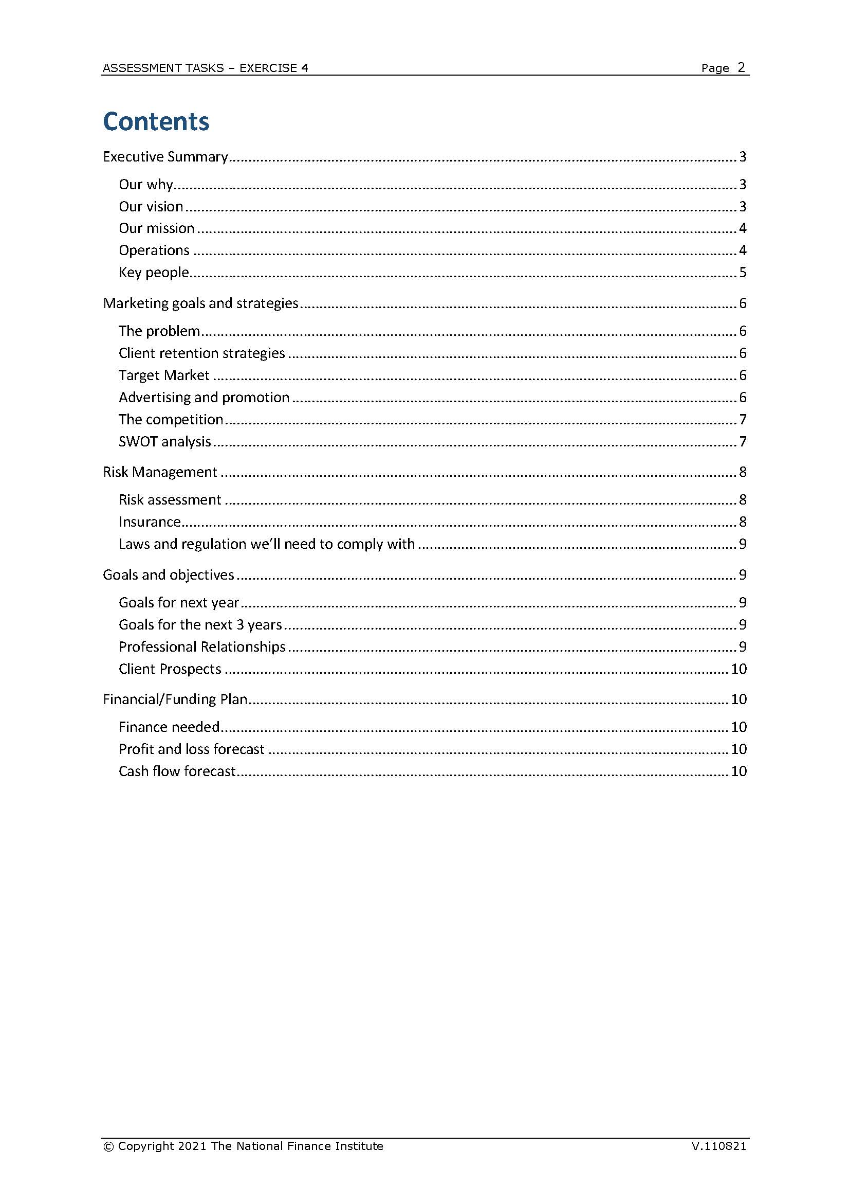 ASSESSMENT TASKS - EXERCISE 4 Page 8 Task 2