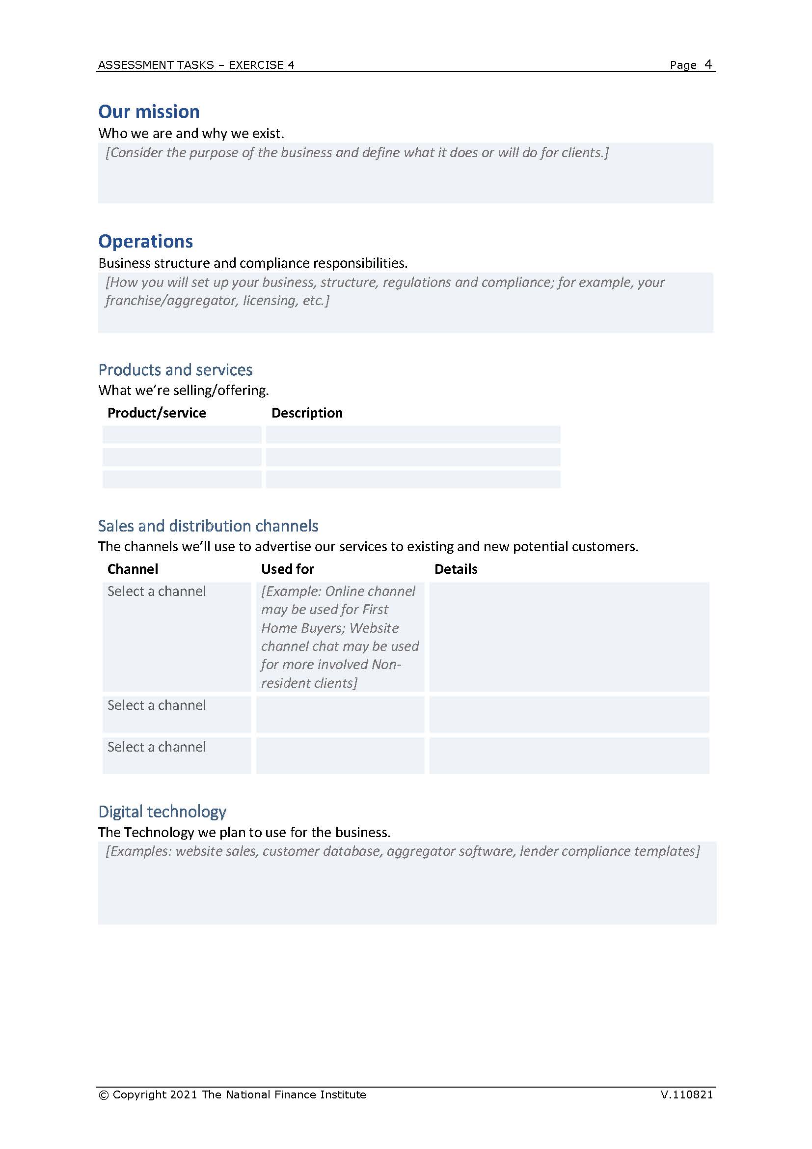 ASSESSMENT TASKS - EXERCISE 4 Page 8 Task 2