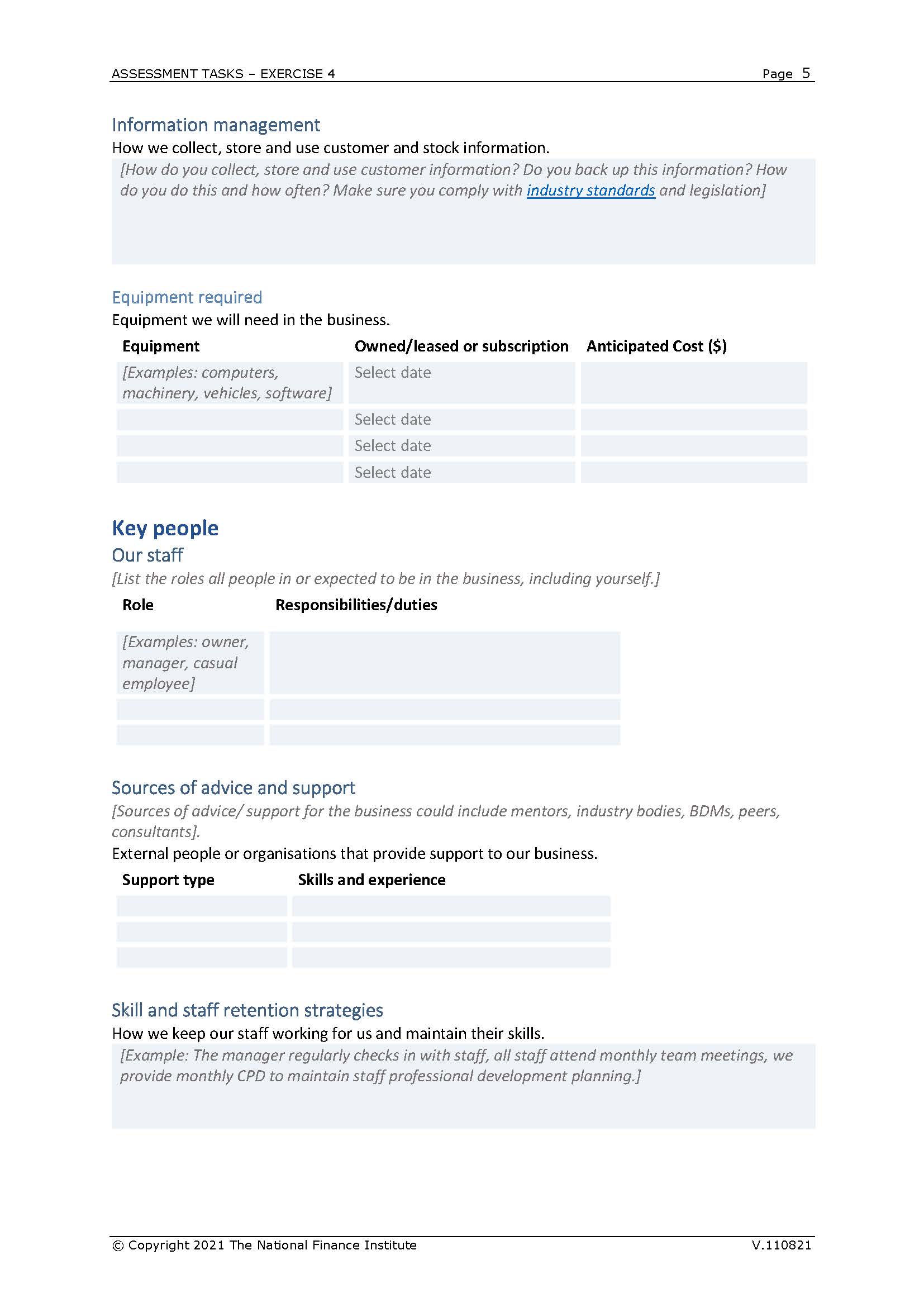 ASSESSMENT TASKS - EXERCISE 4 Page 8 Task 2