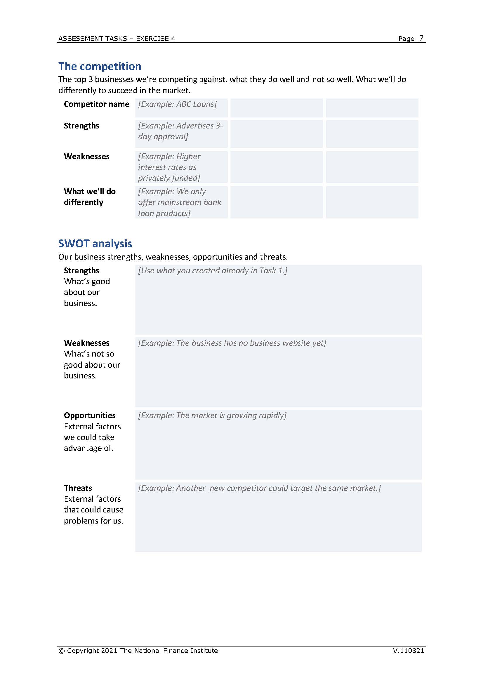 ASSESSMENT TASKS - EXERCISE 4 Page 8 Task 2