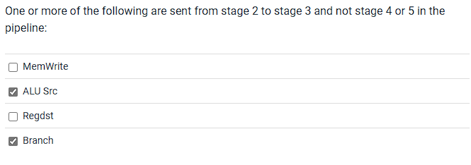 One or more of the following are sent from stage