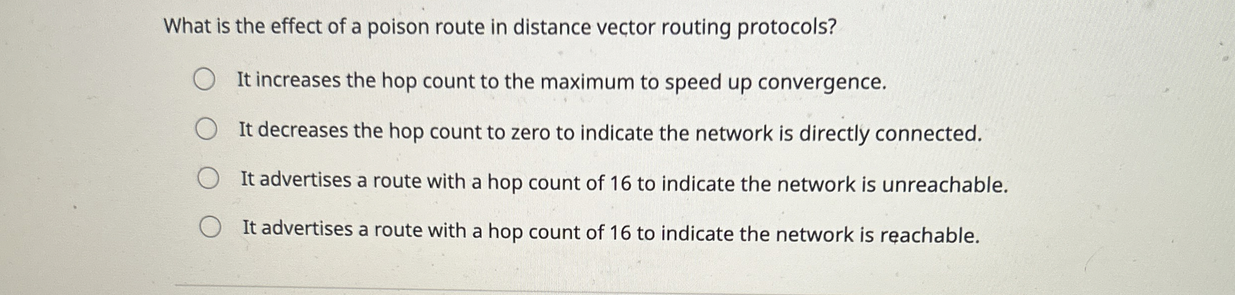 What is the effect of a poison route in distance