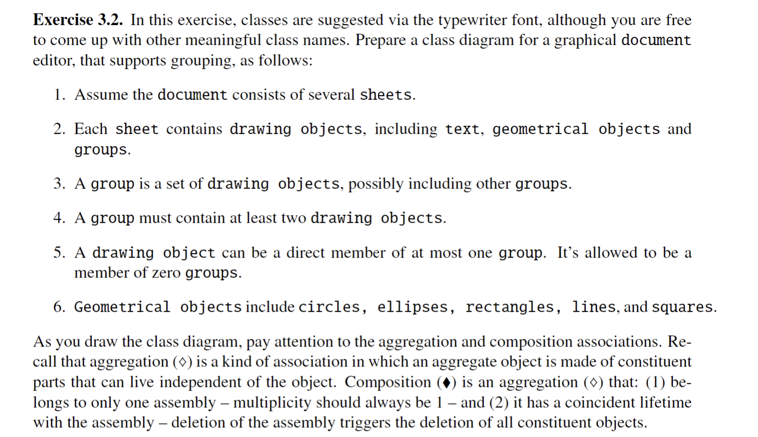 In this exercise, classes are suggested via the