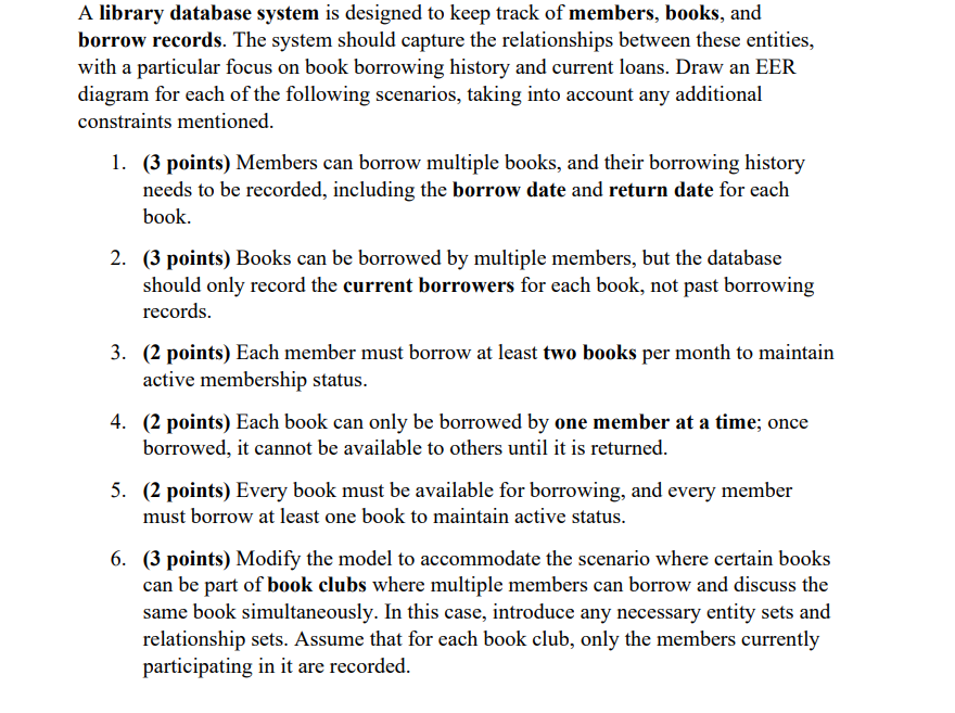 A library database system is designed to keep