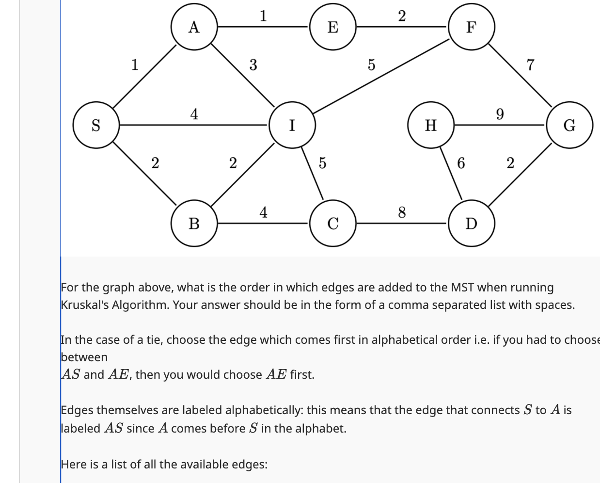 For the graph above, what is the order in which
