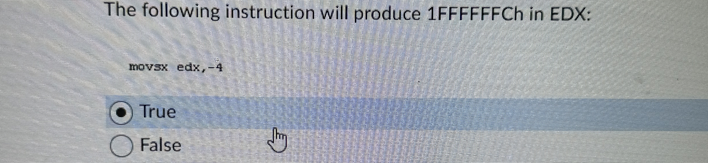 The following instruction will produce 1 FFFFFFCh