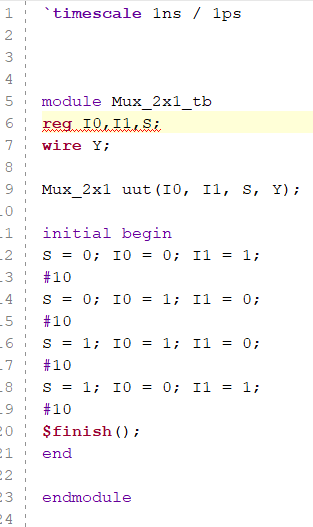 working on vivado, tasked to write a testbench