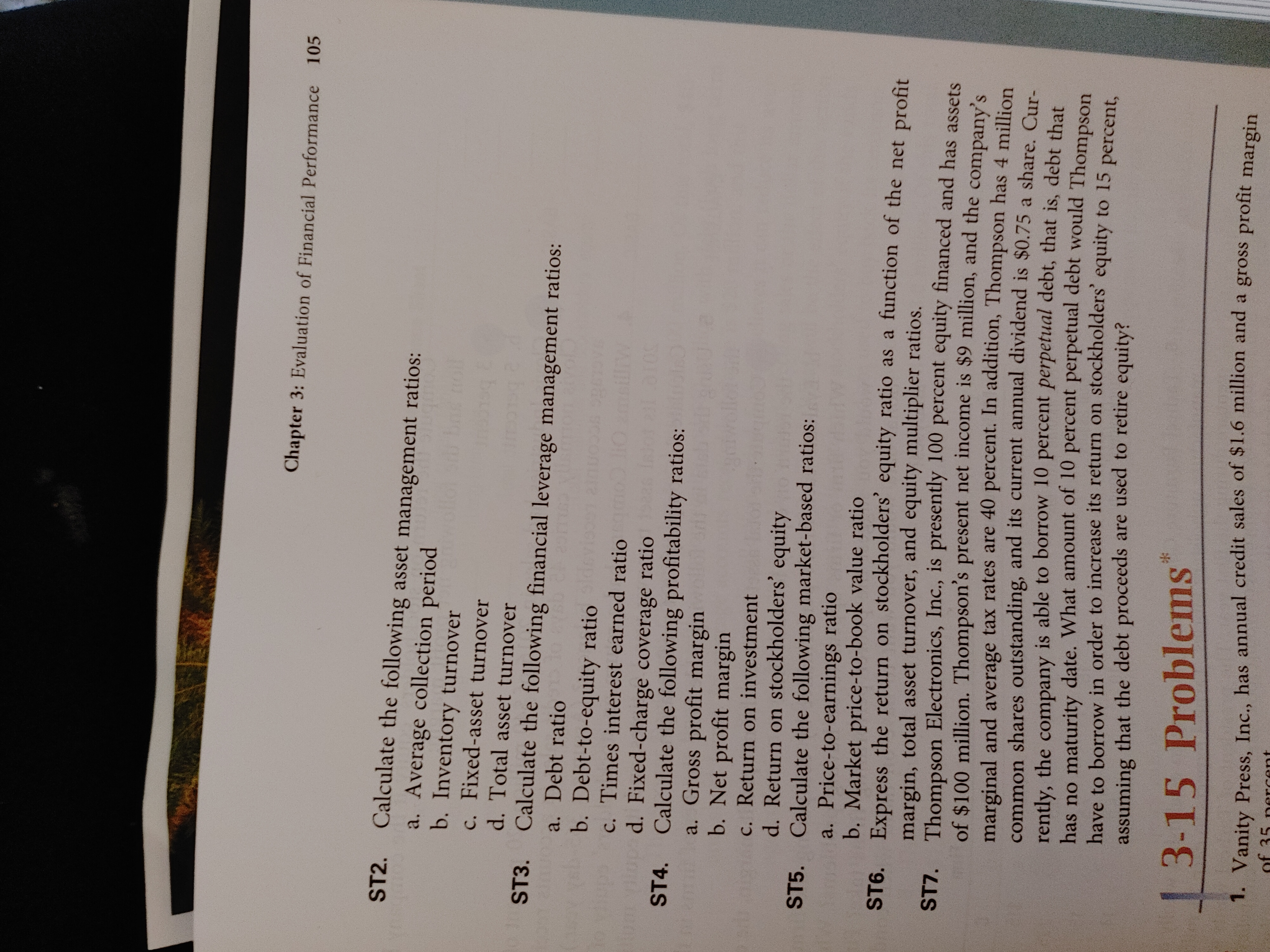 Please assist with problems ST2 A-D, ST3 A-C, ST4