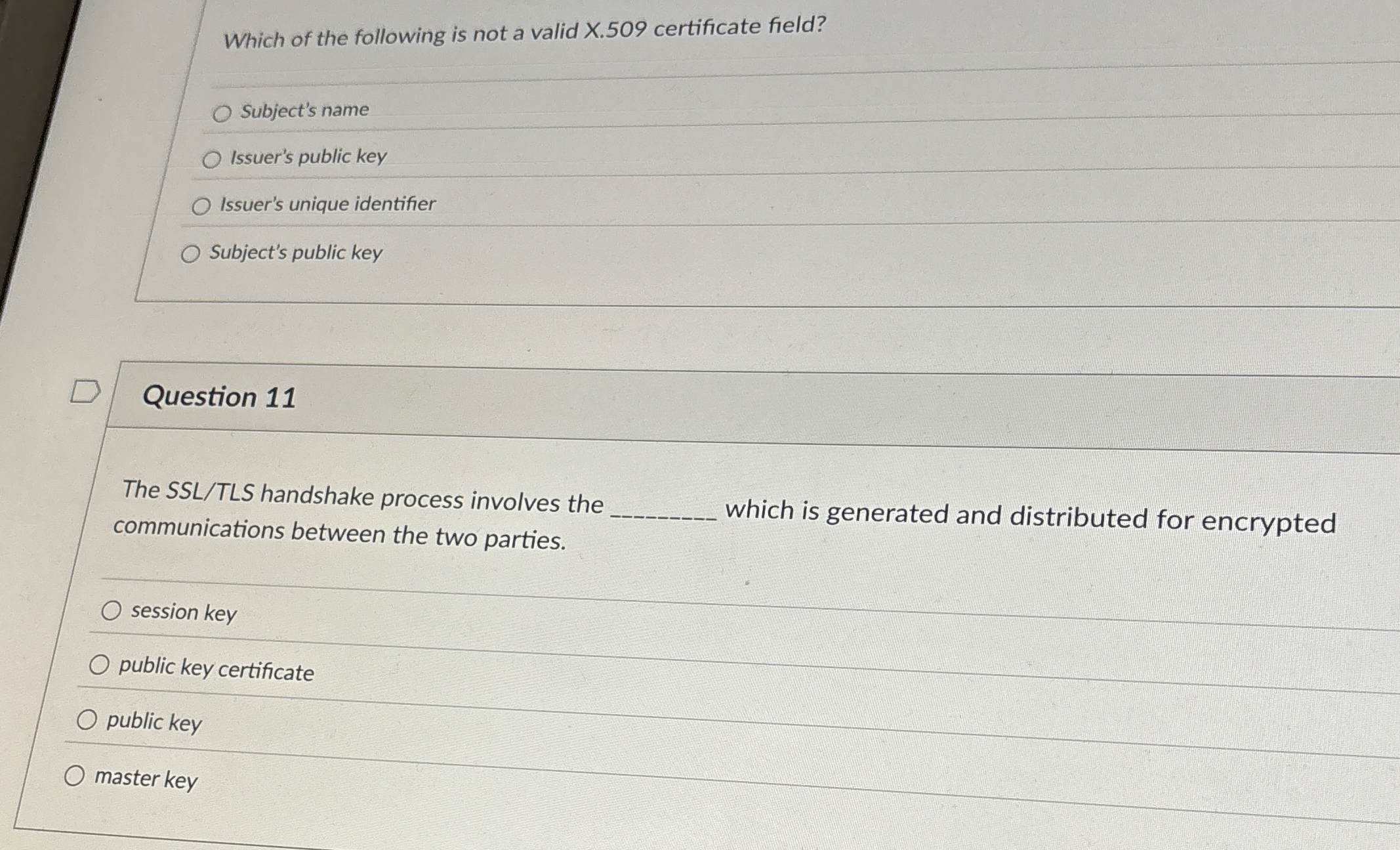 Which of the following is not a valid X . 5 0 9