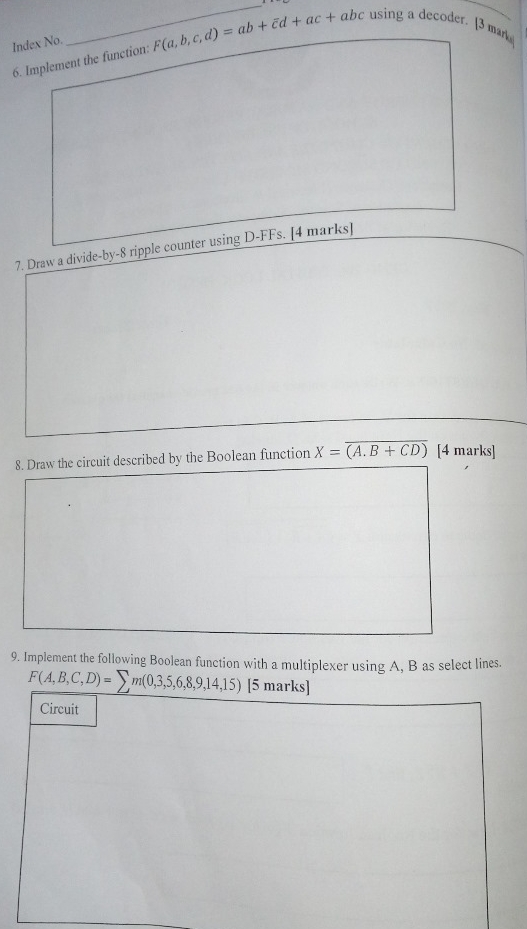 Inder No . Imp Whe function: F ( a , b , c , d )
