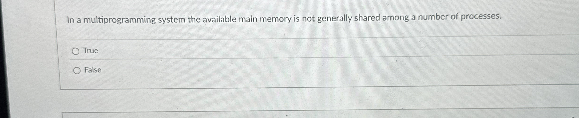 In a multiprogramming system the available main