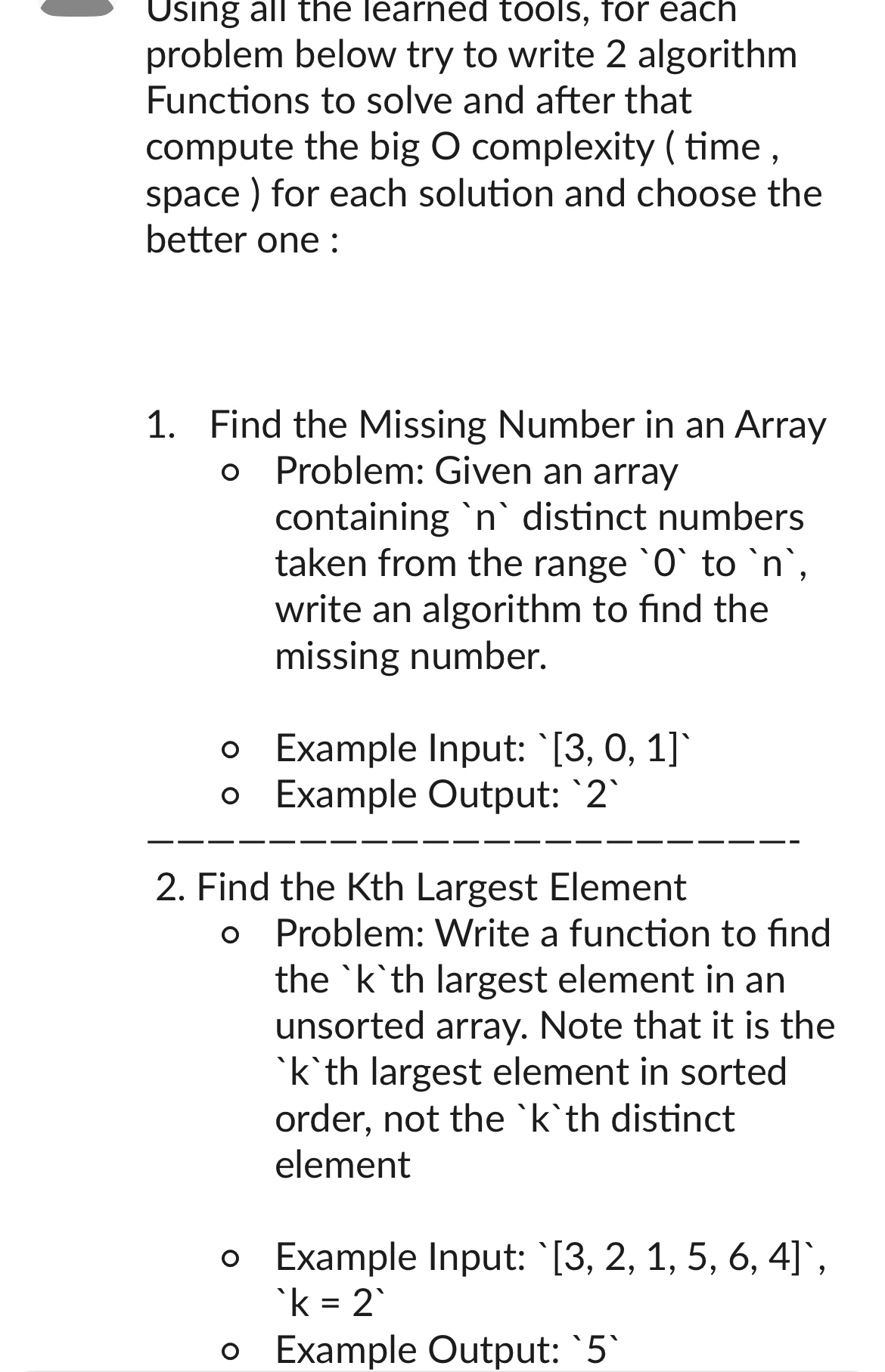 Using all the learned tools, for each problem