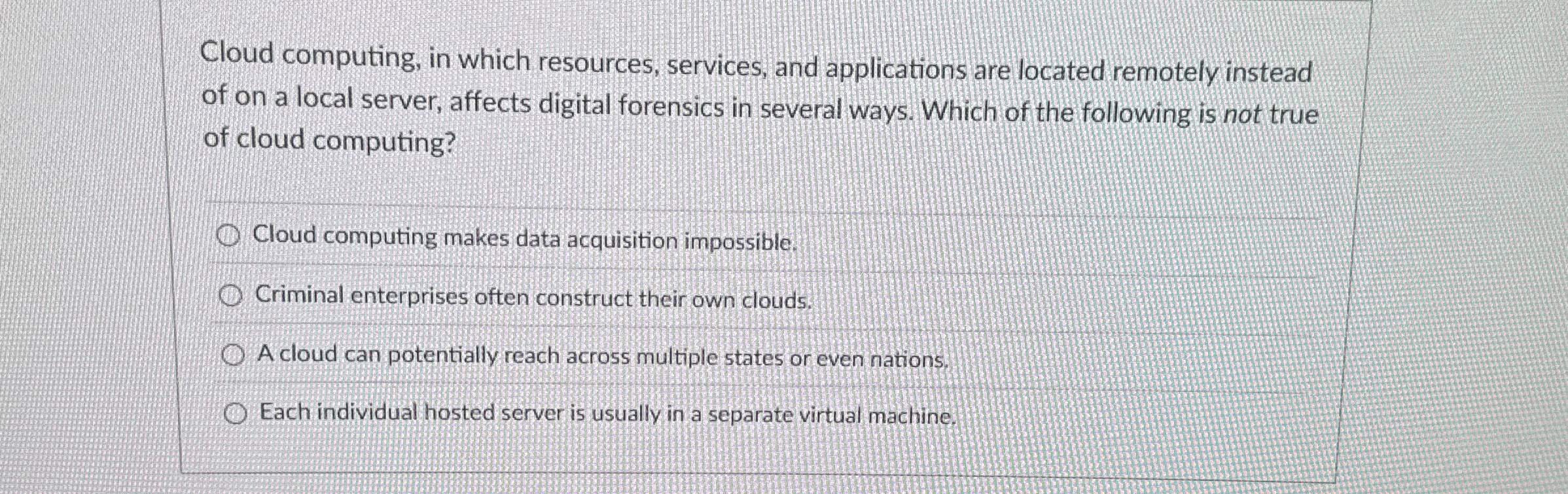 Cloud computing, in which resources, services,