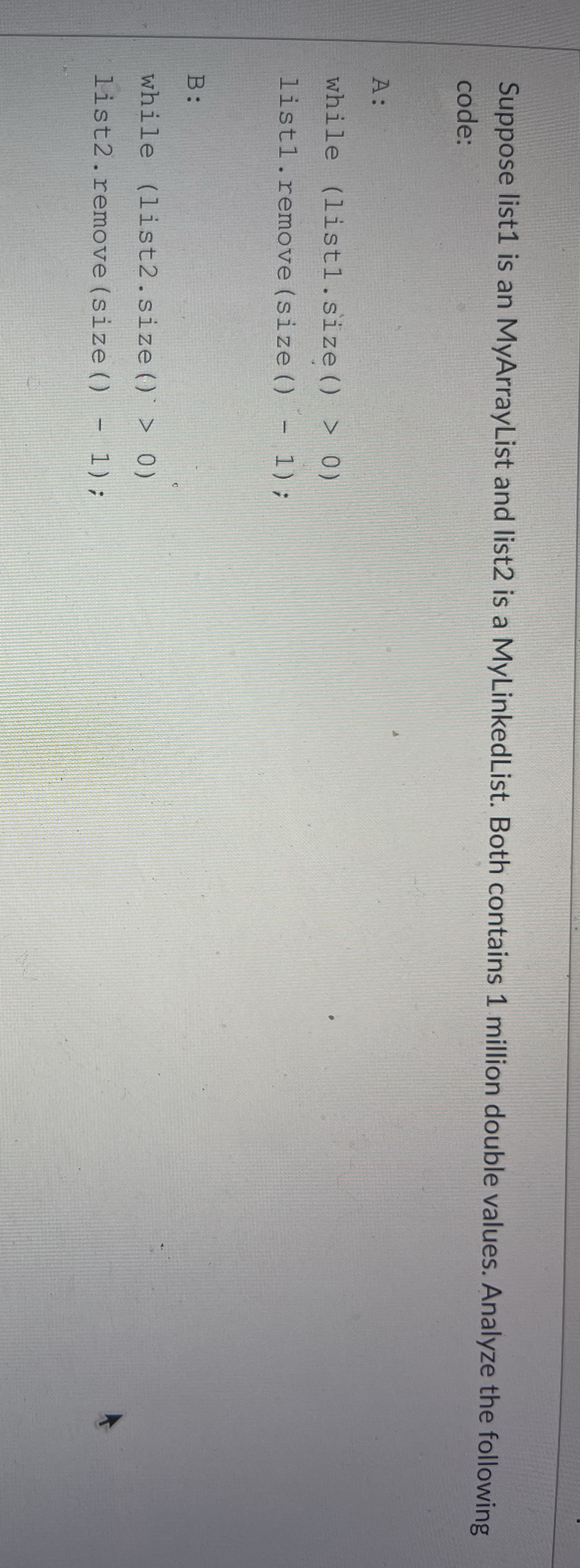 Suppose list 1 is an MyArrayList and list 2 is a