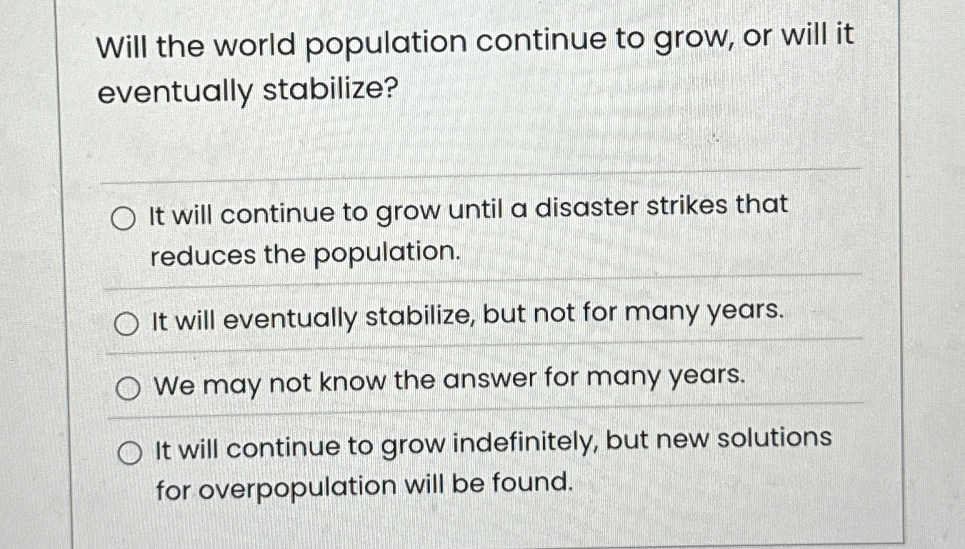 Will the world population continue to grow, or