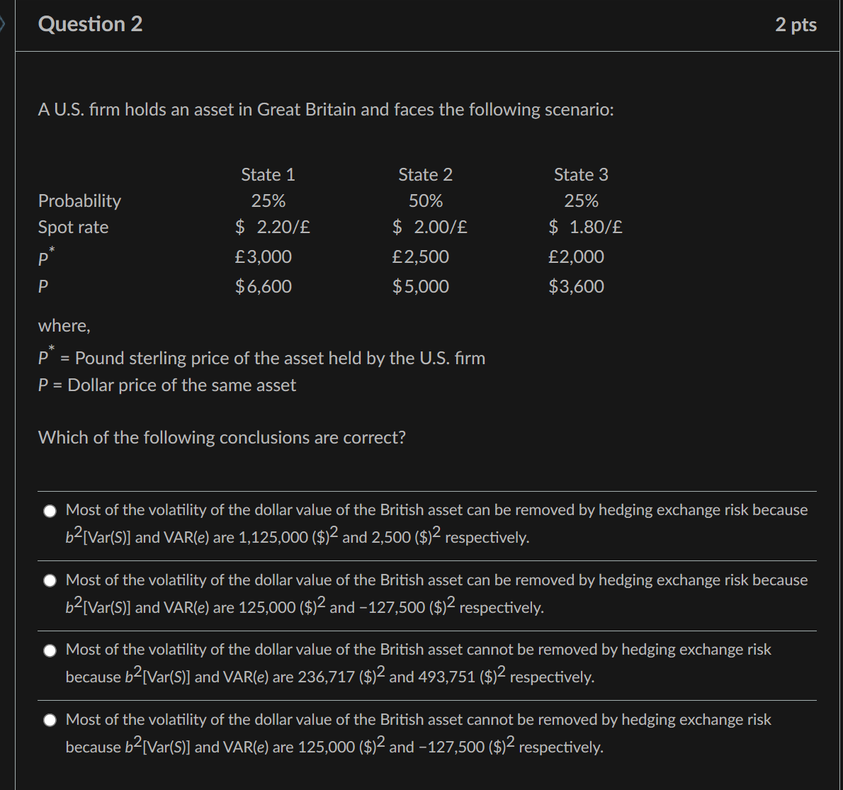 urgent please help Question 2 2 pts A U.S. firm