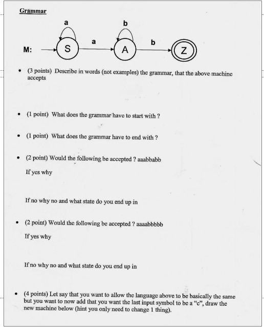 Grammar - ( 3 points ) Describe in words ( not