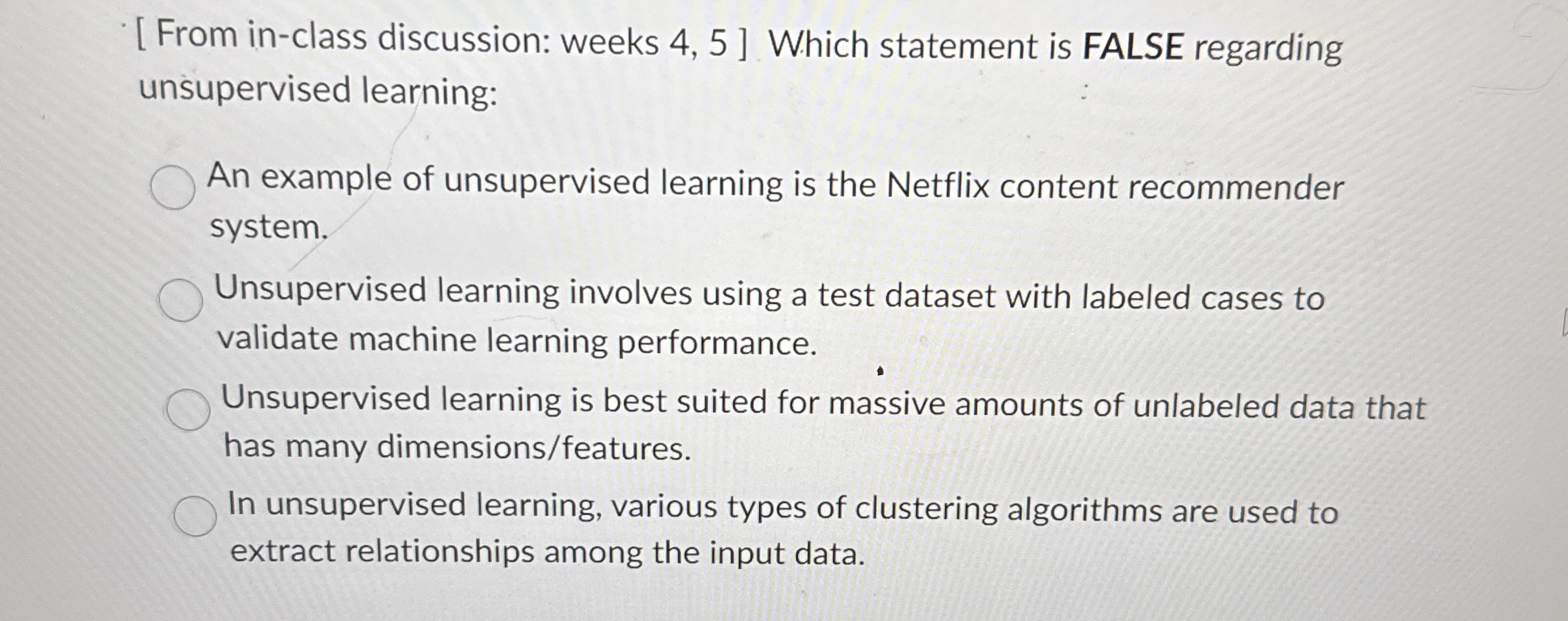[ From in - class discussion: weeks 4 , 5 ] Which