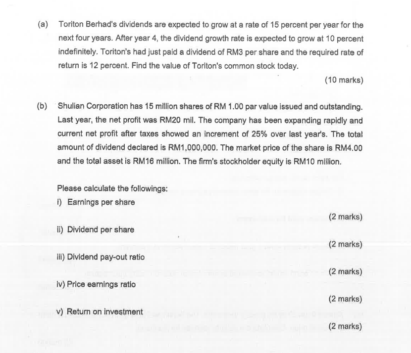 SUBJECT: FINANCE Chapter 7: Stock dividends,