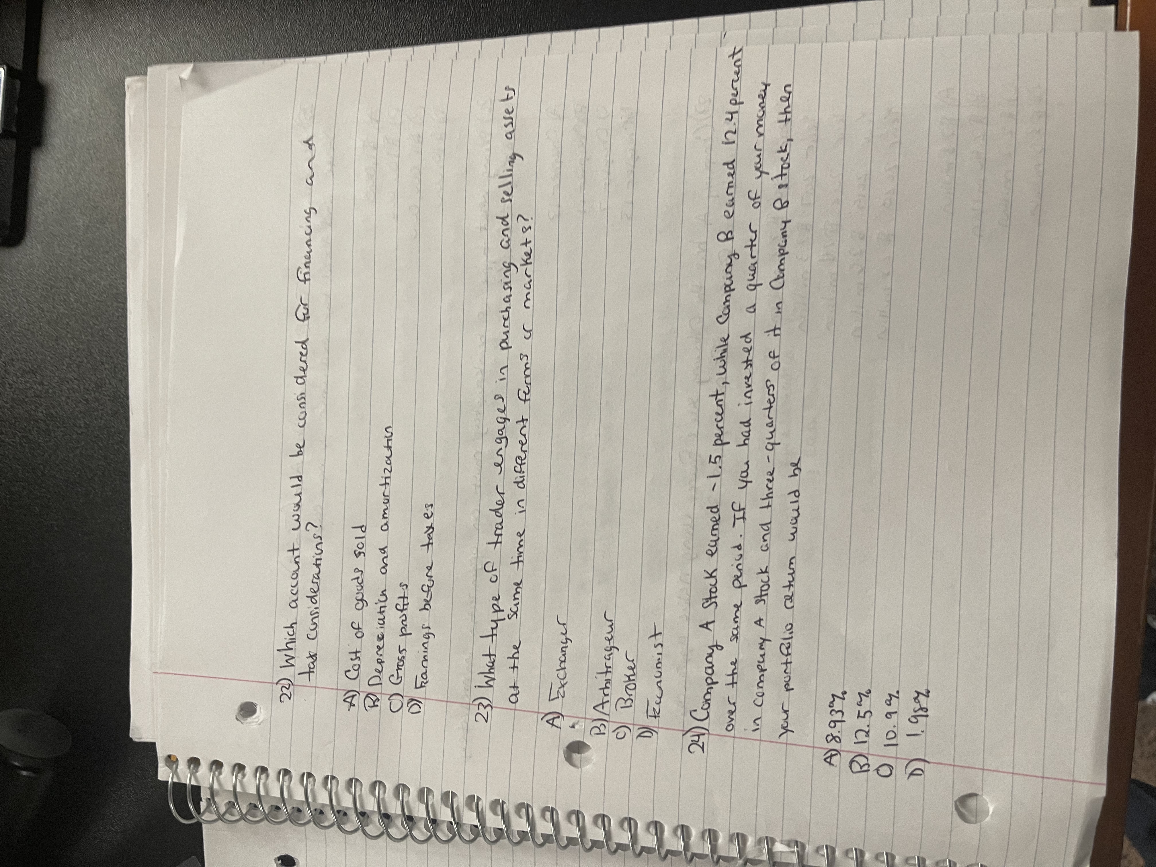 22 ) which account would be considered for