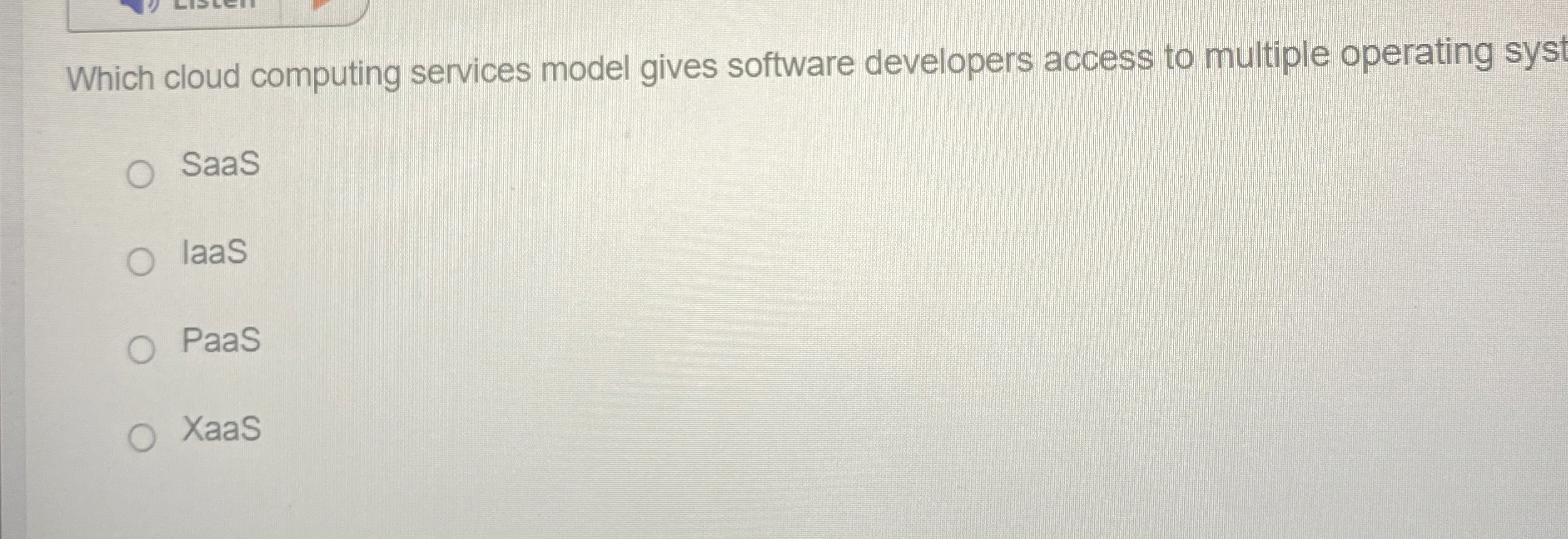 Which cloud computing services model gives