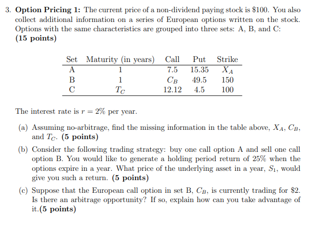3. Option Pricing 1: The current price of a