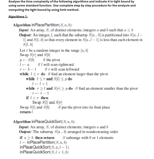 Analyse the time complexity of the following