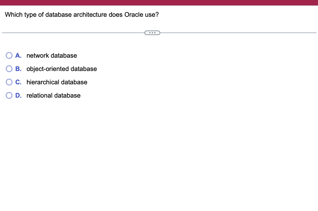 Which type of database architecture does Oracle