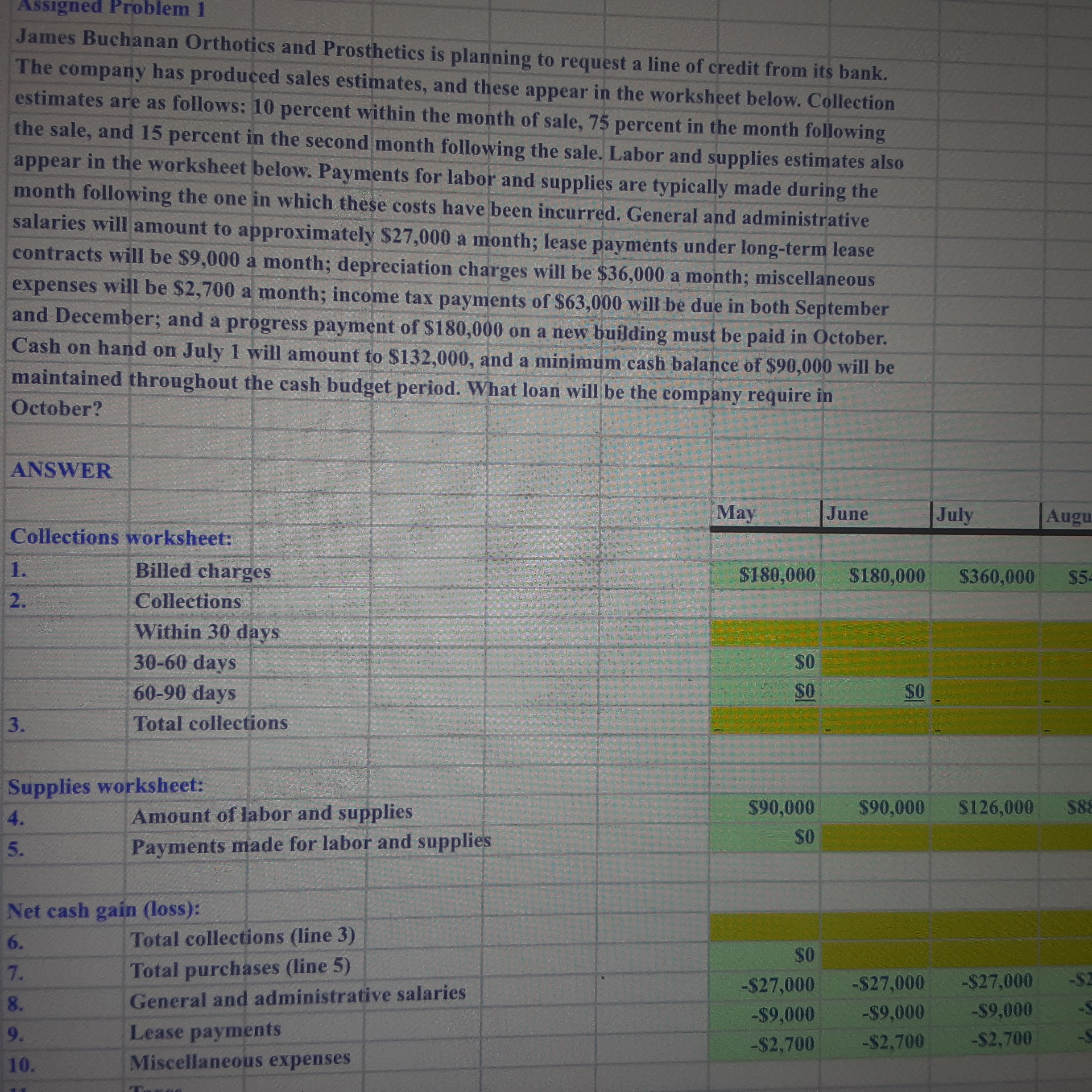 Answer and explanation. Assigned Problem 1 James