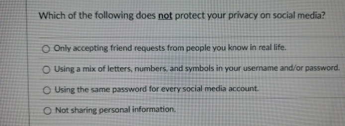 Which of the following does not protect your