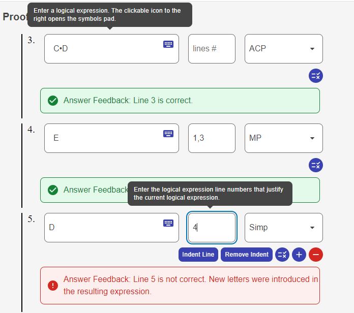 Enter a logical expression. The clickable icon to