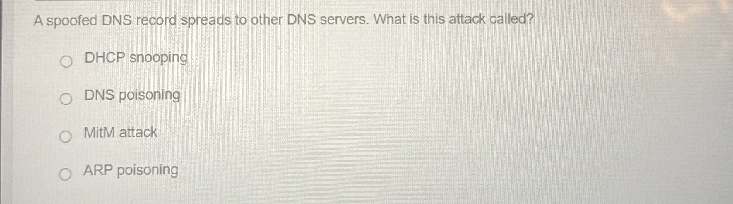 A spoofed DNS record spreads to other DNS