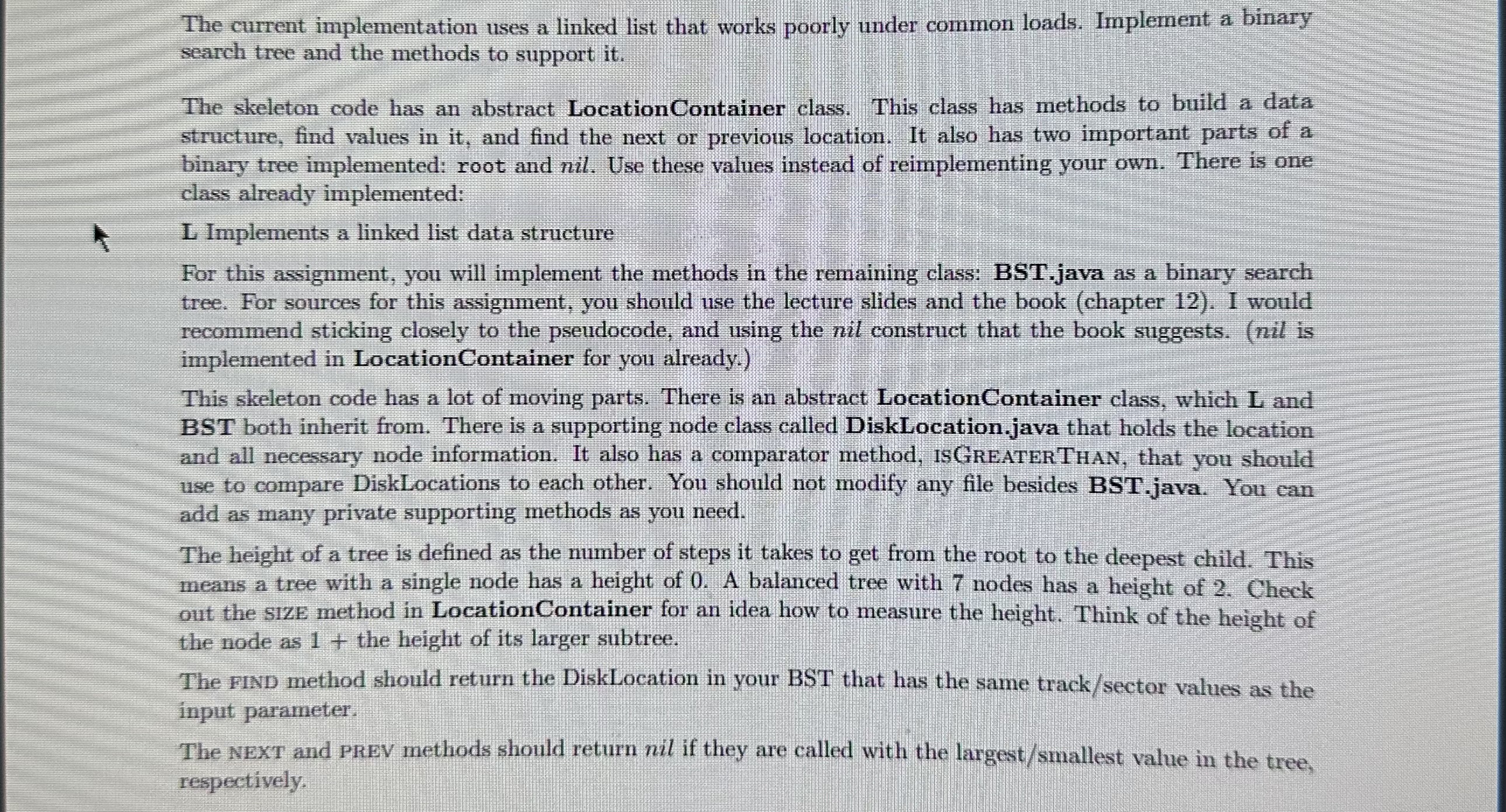 The current implementation uses a linked list