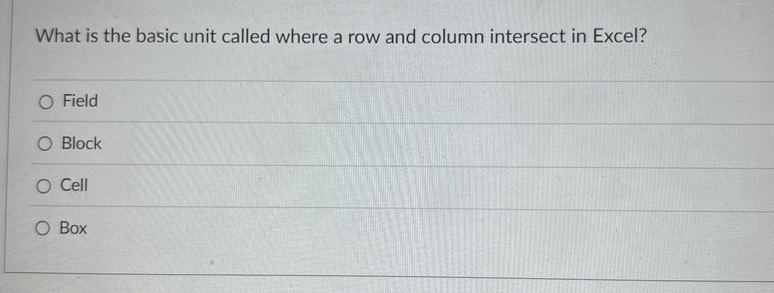 What is the basic unit called where a row and