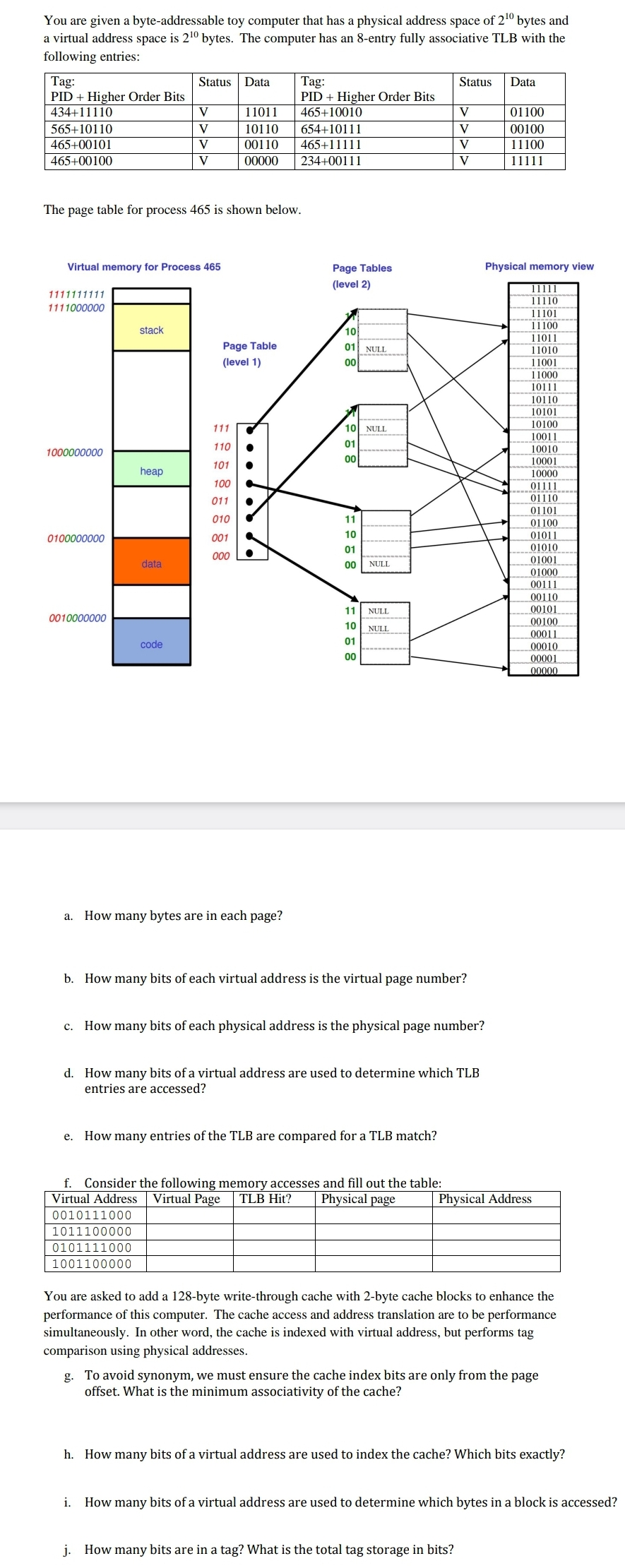 You are given a byte - addressable toy computer