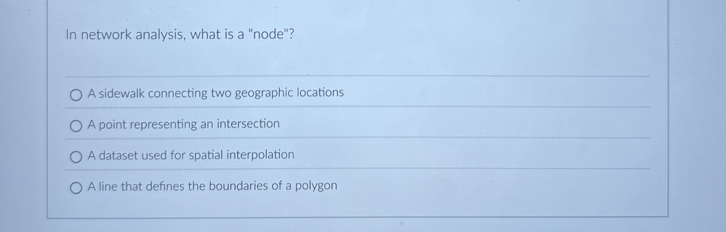 In network analysis, what is a "node"? q , A