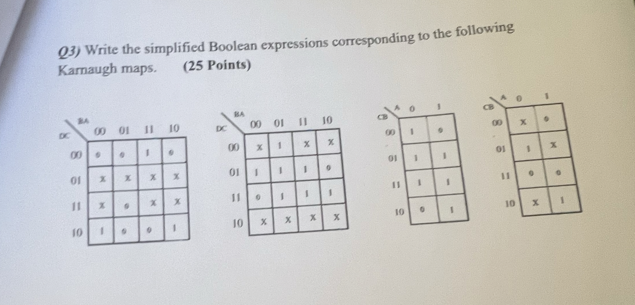 Q 3 ) Write the simplified Boolean expressions