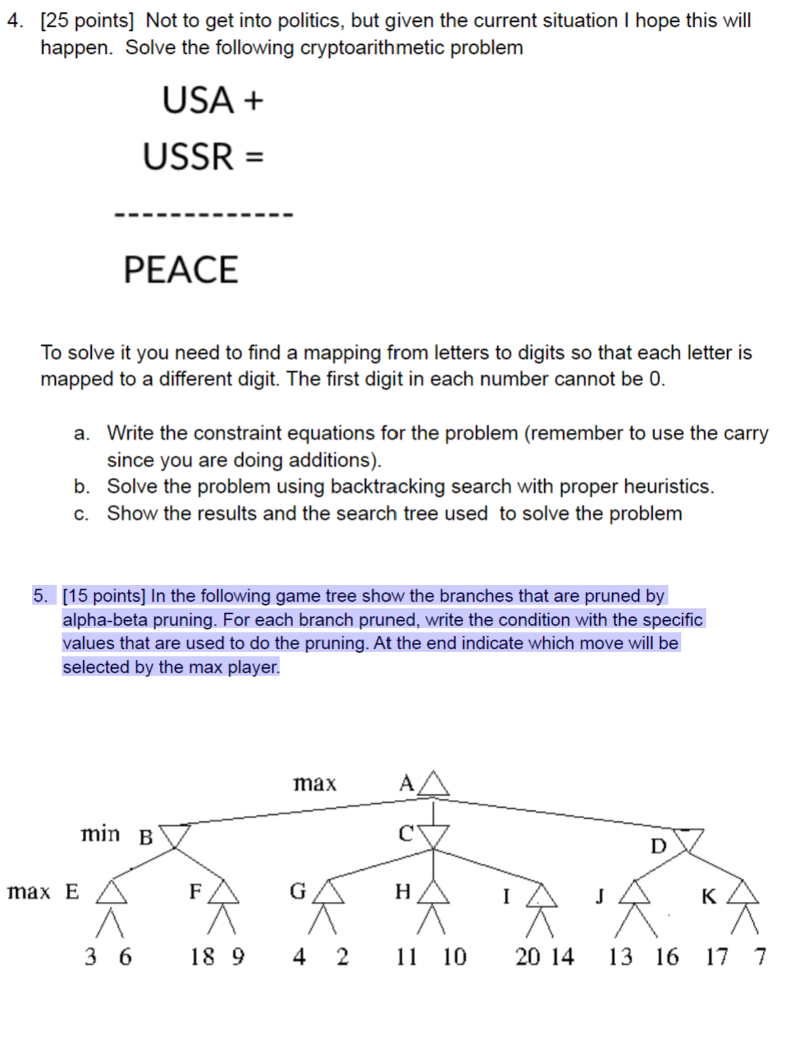 1 . [ 2 0 points ] - You are given an instance of