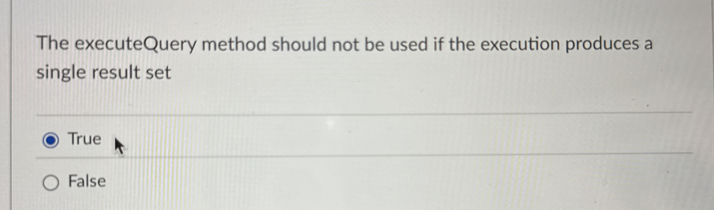 The executeQuery method should not be used if the