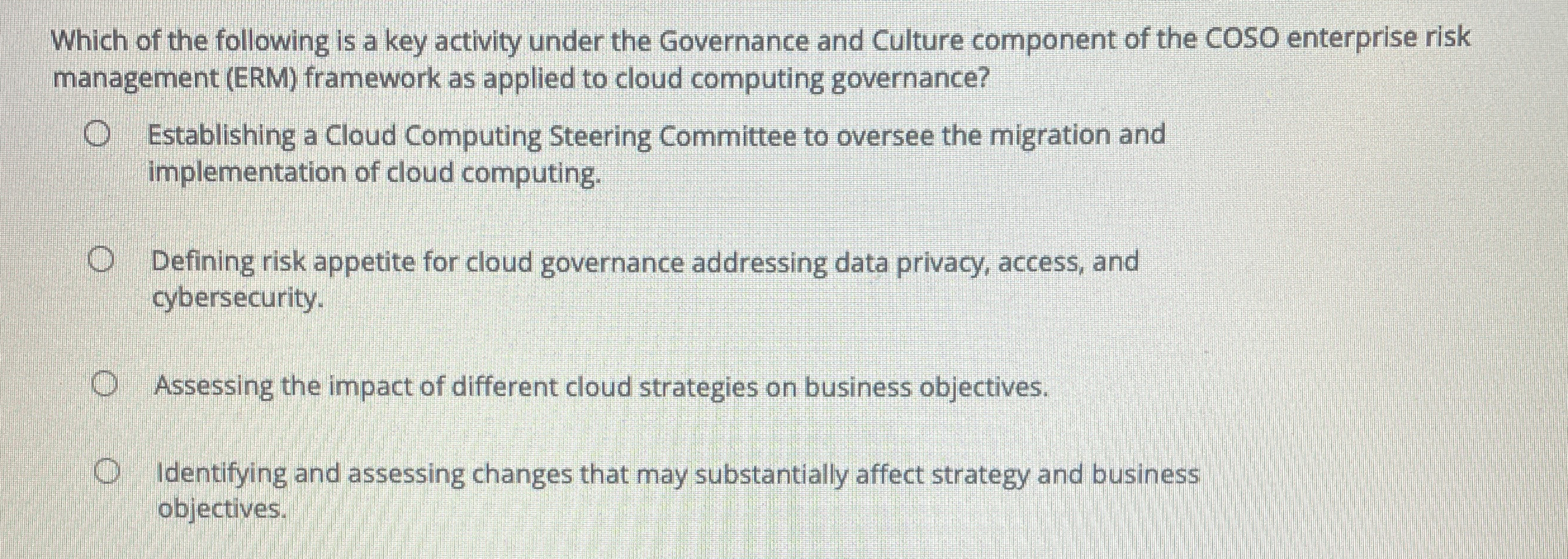 Which of the following is a key activity under