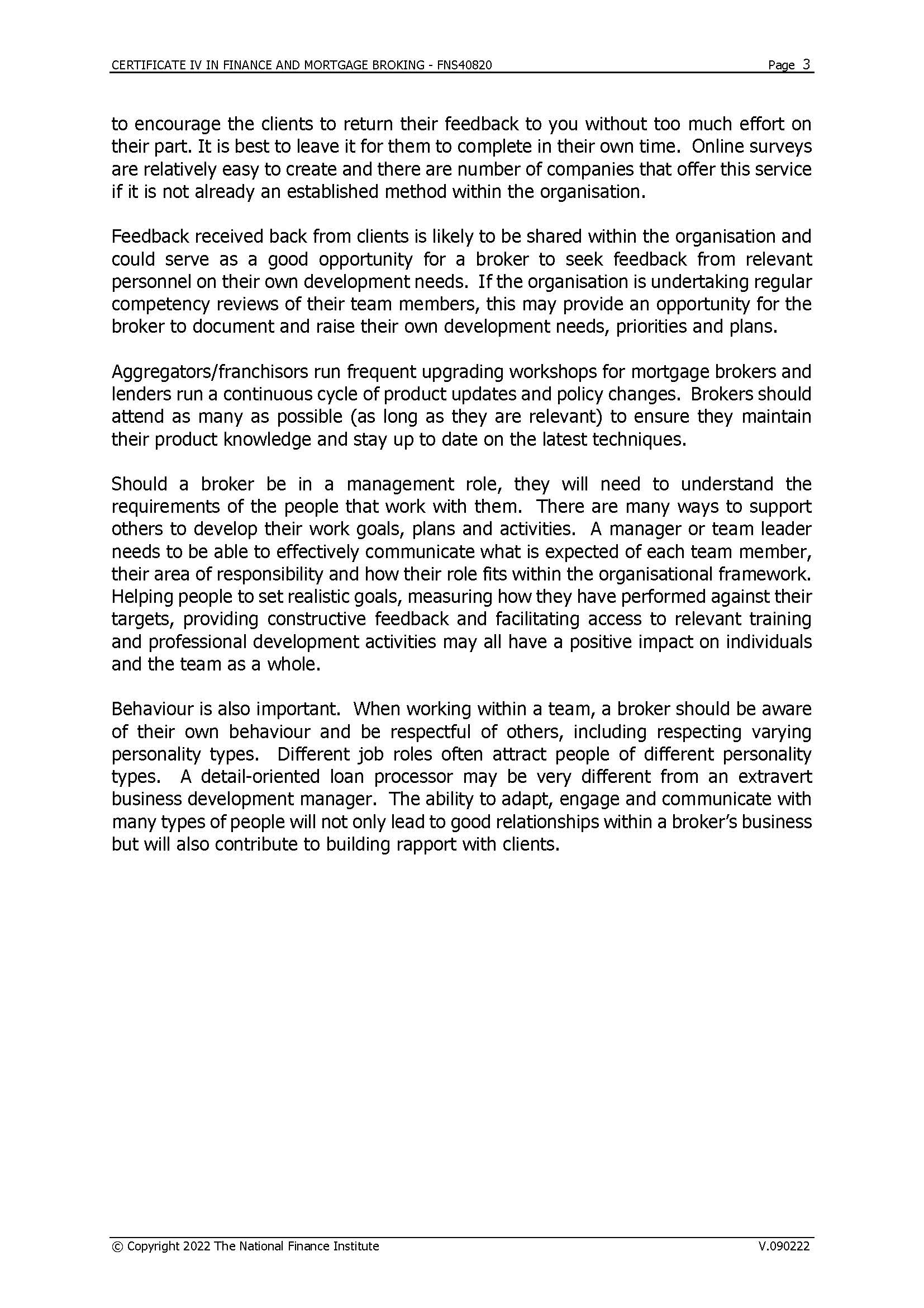 CERTIFICATE IV IN FINANCE AND MORTGAGE BROKING -