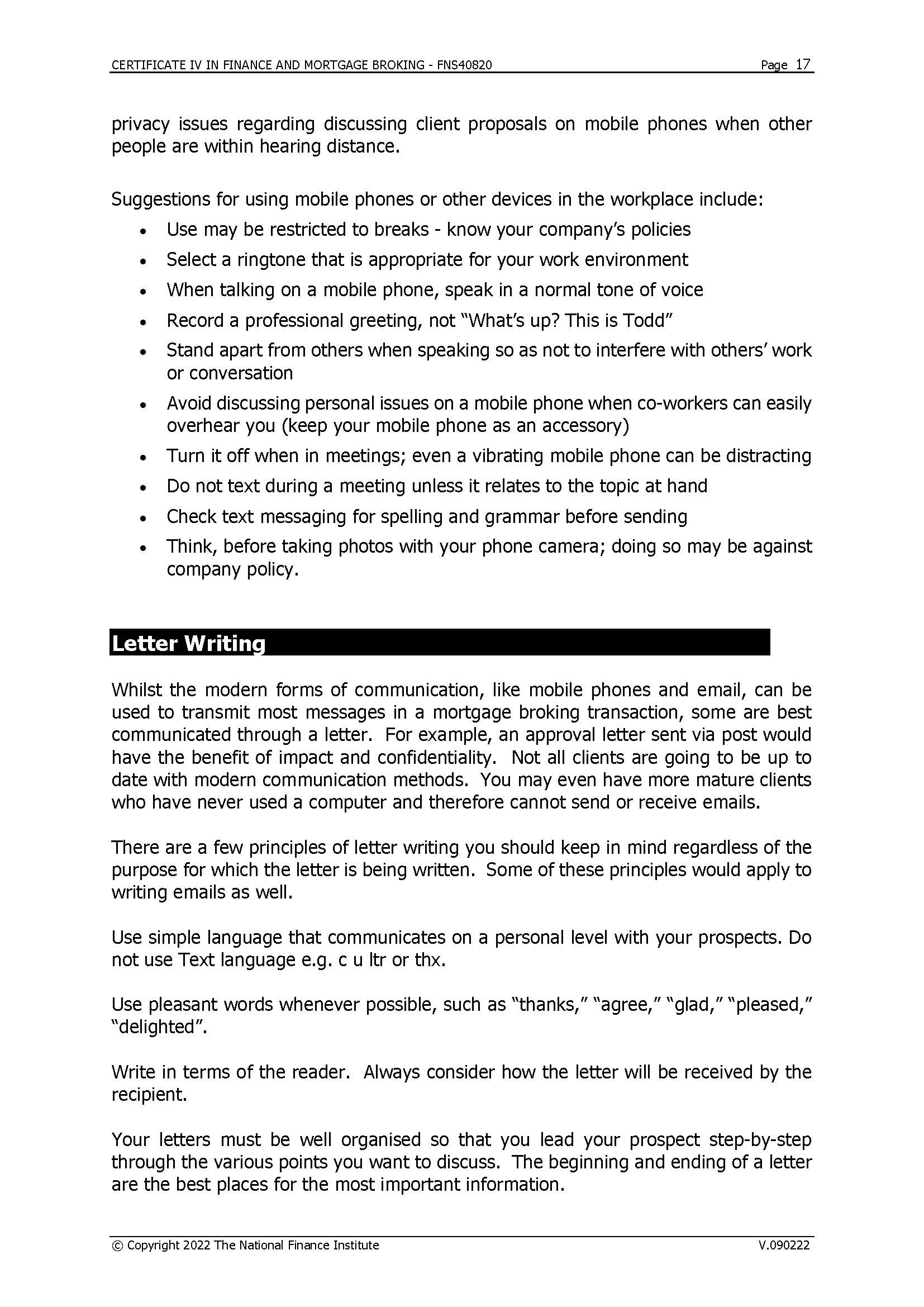 CERTIFICATE IV IN FINANCE AND MORTGAGE BROKING -