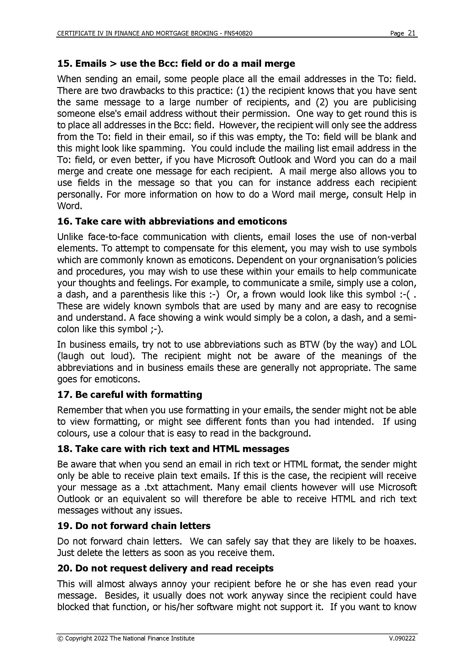 CERTIFICATE IV IN FINANCE AND MORTGAGE BROKING -