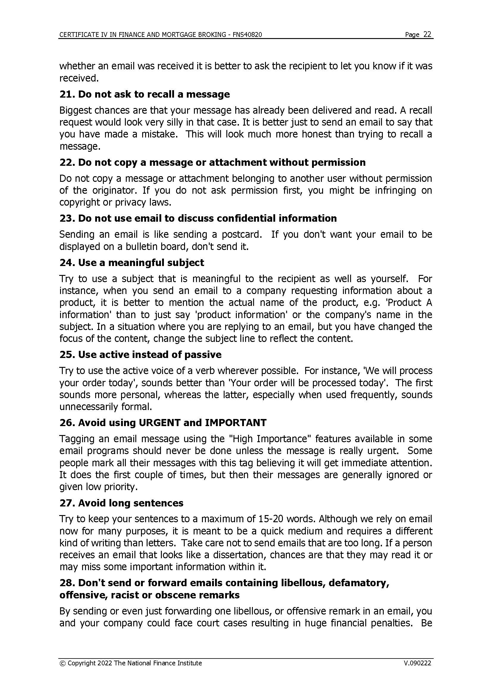 CERTIFICATE IV IN FINANCE AND MORTGAGE BROKING -