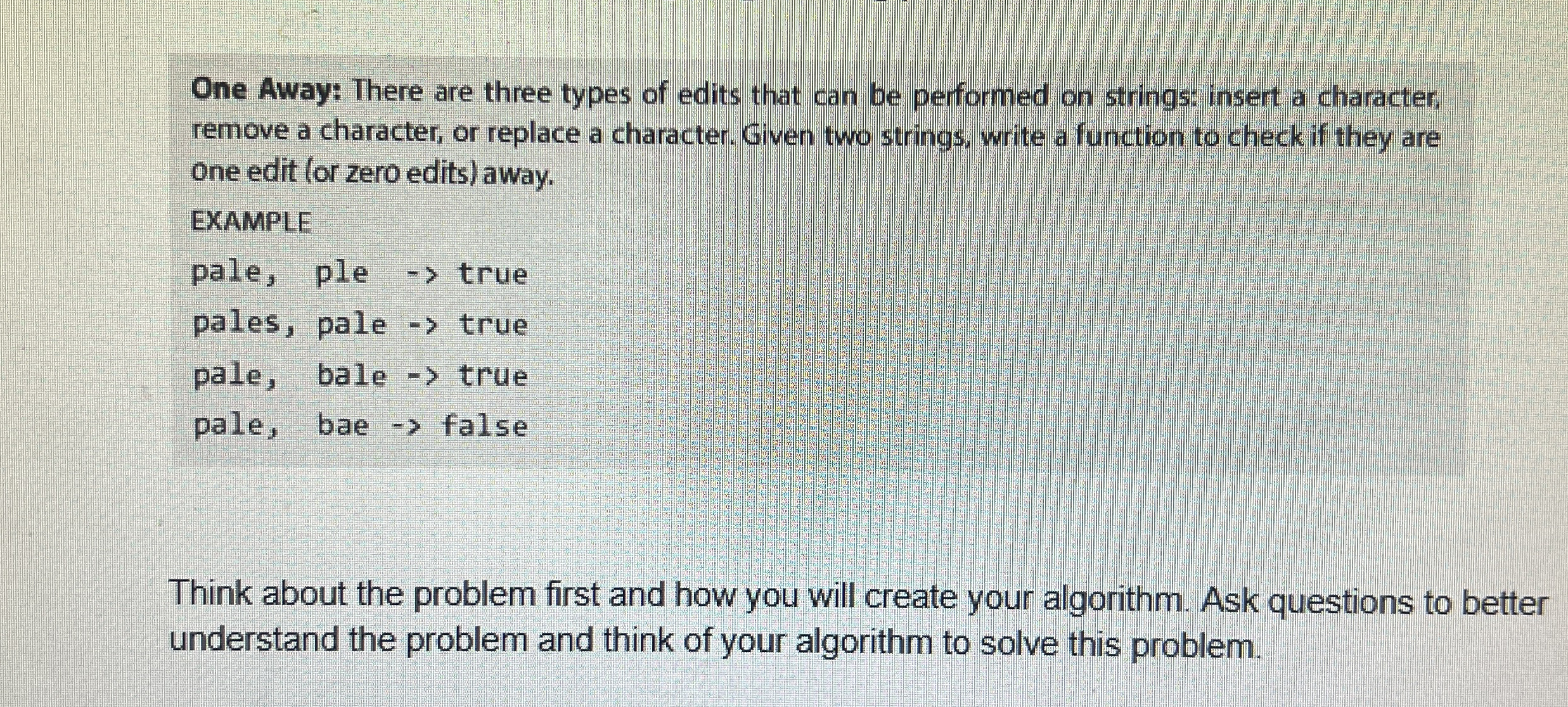 One Away: There are three types of edits that can