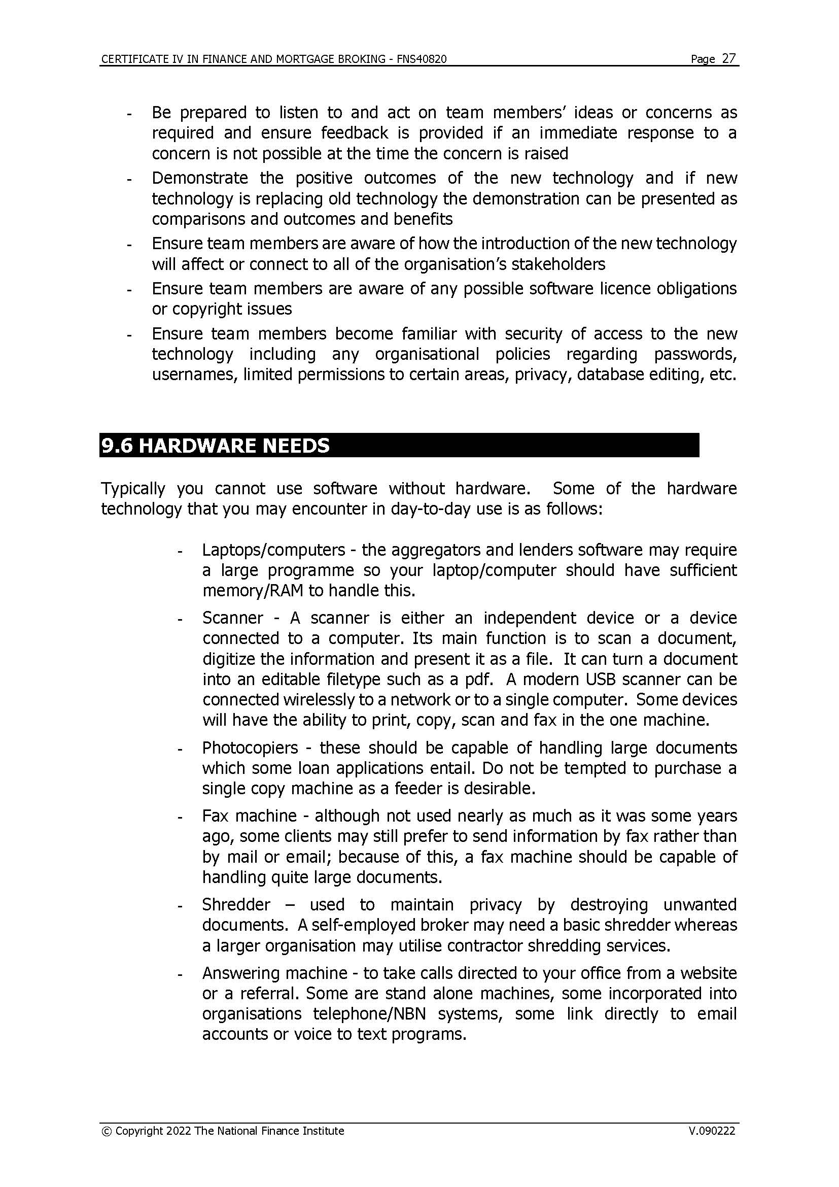 CERTIFICATE IV IN FINANCE AND MORTGAGE BROKING -