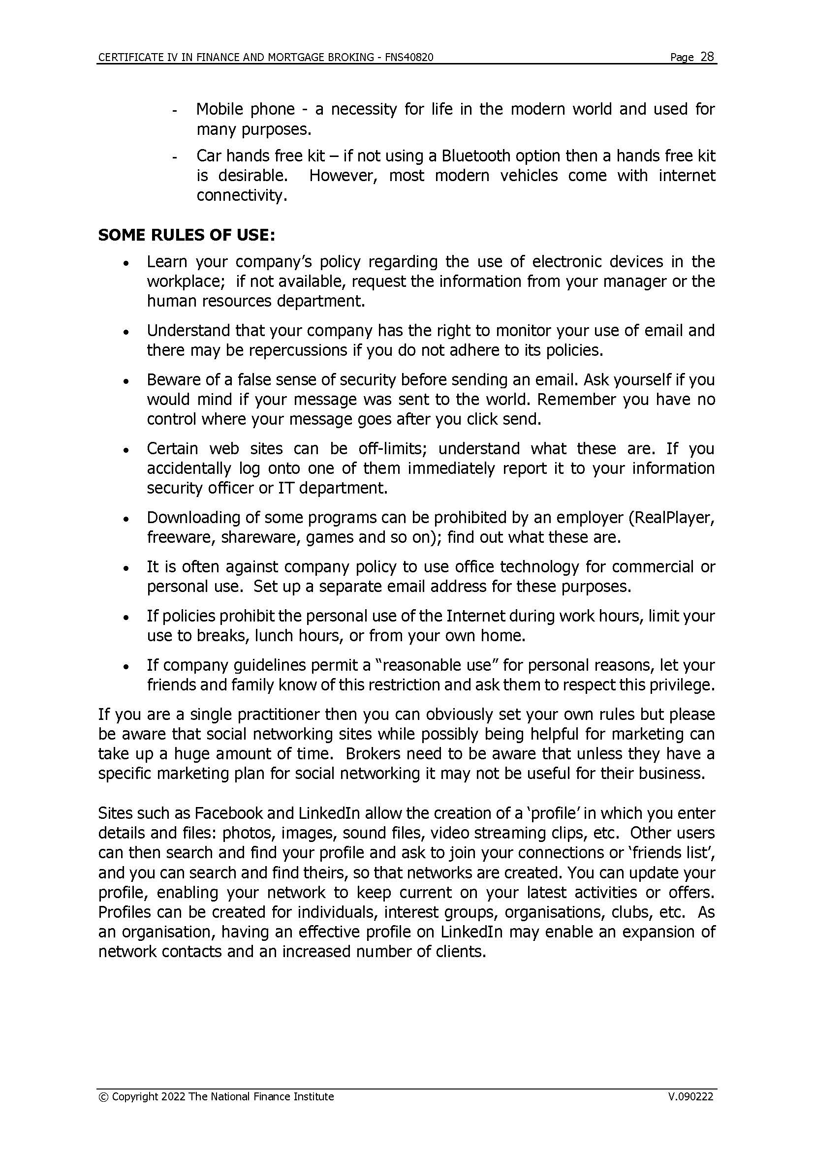 CERTIFICATE IV IN FINANCE AND MORTGAGE BROKING -