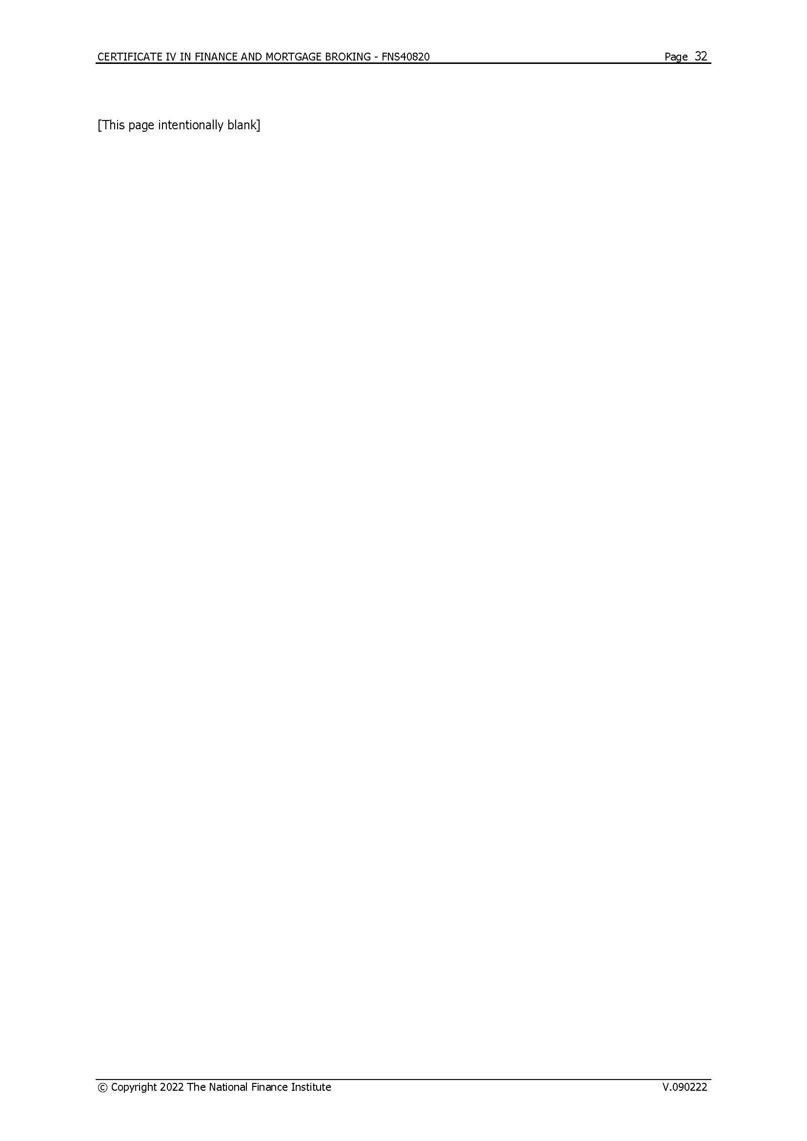 CERTIFICATE IV IN FINANCE AND MORTGAGE BROKING -