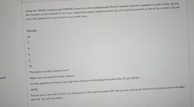 Using the . WHILE construct get DWORD values from