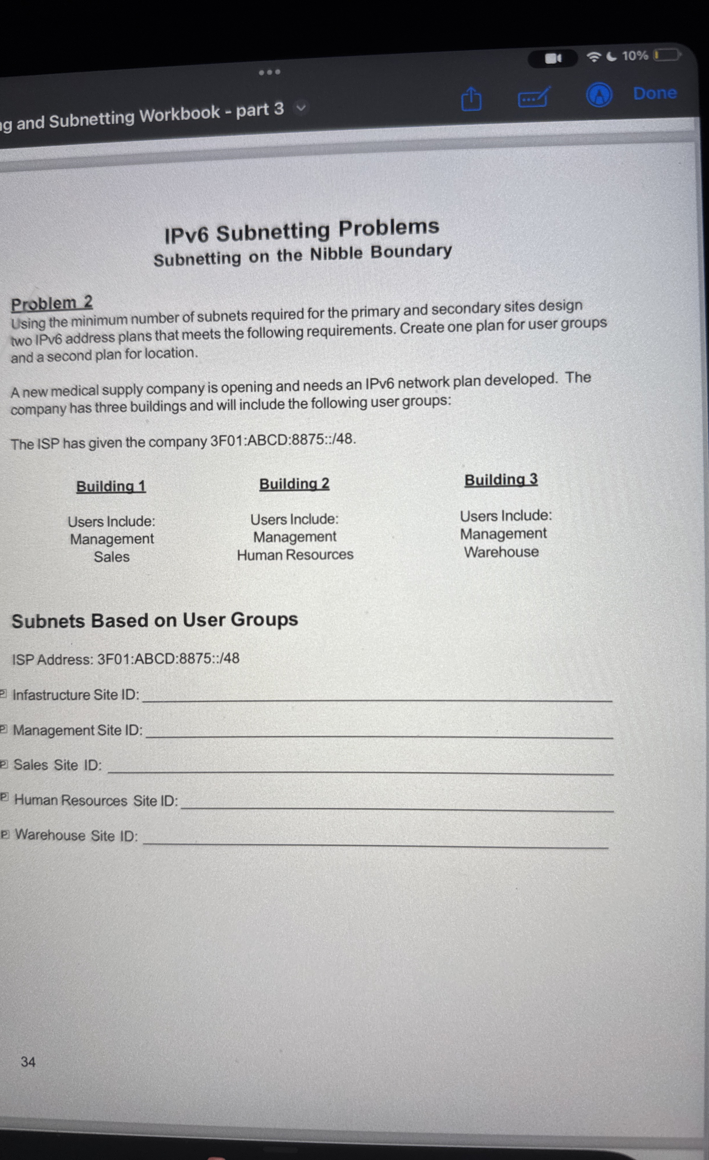 1 0 % Ig and Subnetting Workbook - part 3 IPv 6